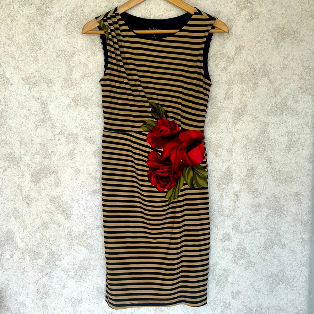 Enfocus Studio‎ Women’s dress Size 4 Striped Rose Print